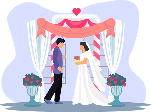 Happy Newly Wedding Couple  Illustration