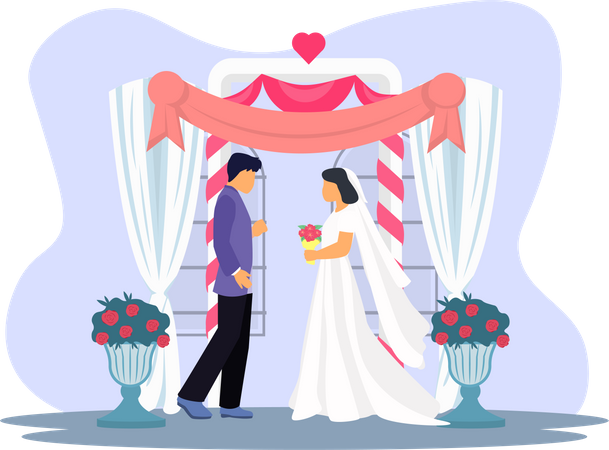 Happy Newly Wedding Couple  Illustration