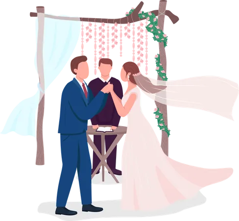 Happy newlyweds celebrate Illustration