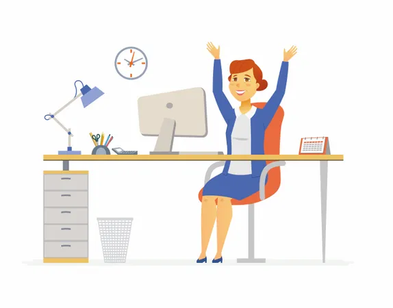 Happy Office Worker Illustration