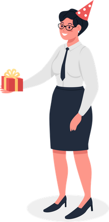 Happy office worker with gift Illustration