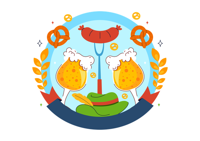 옥토버페스트 맥주 축제 축하드립니다  일러스트레이션
