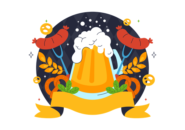 옥토버페스트 맥주 축제 축하드립니다  일러스트레이션