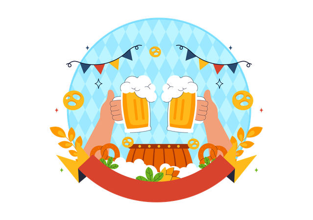 옥토버페스트 맥주 축제 축하드립니다  일러스트레이션