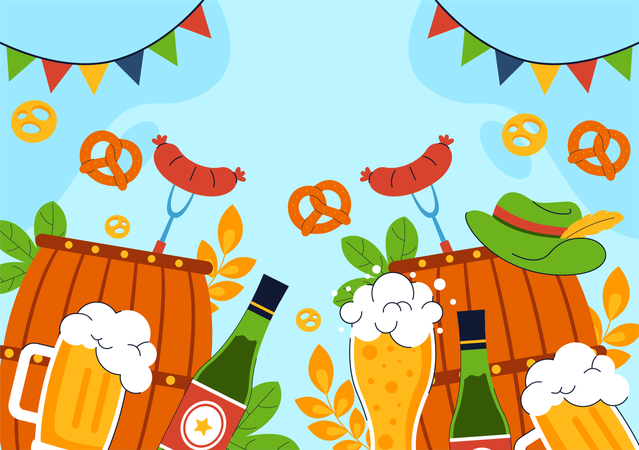 옥토버페스트 맥주 축제 축하드립니다  일러스트레이션