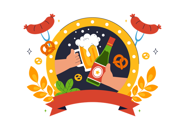 옥토버페스트 맥주 축제 축하드립니다  일러스트레이션