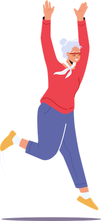 Happy old man jumping and celebrating  Illustration