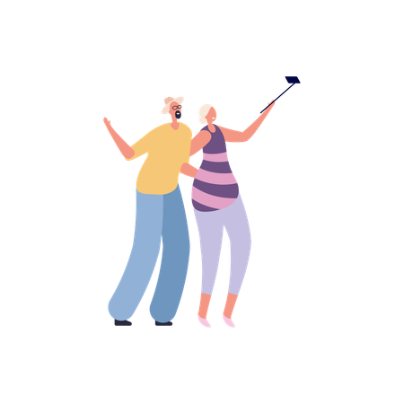 Happy old people  Illustration