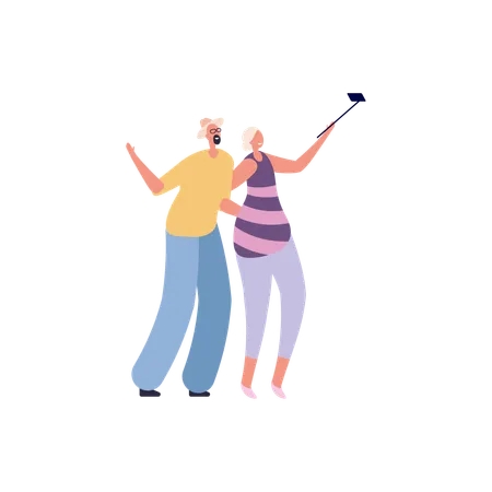 Happy old people  Illustration