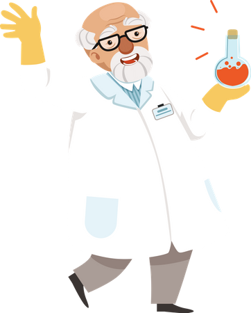 Happy old scientist  Illustration