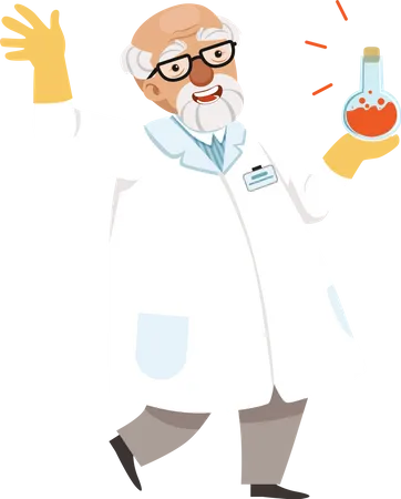 Happy old scientist  Illustration