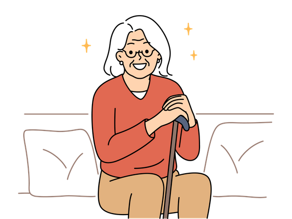 Happy old woman  Illustration
