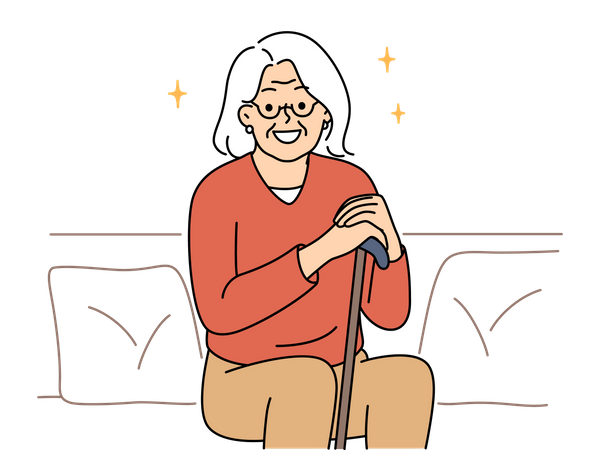 Happy old woman  Illustration