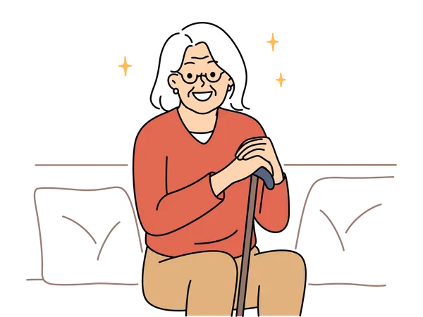 Happy old woman  Illustration