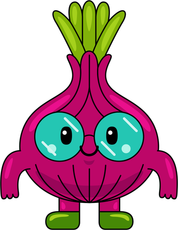 Happy Onion Mascot Character  Illustration