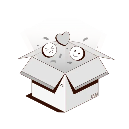 Happy Parcel Unboxing  Illustration