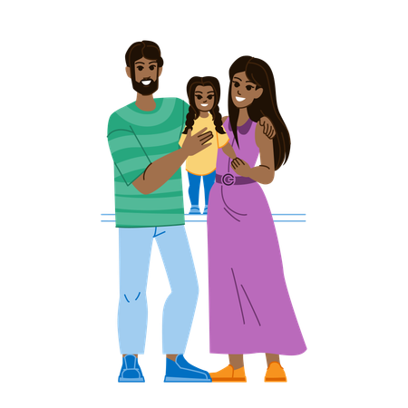 Happy parent and daughter  Illustration