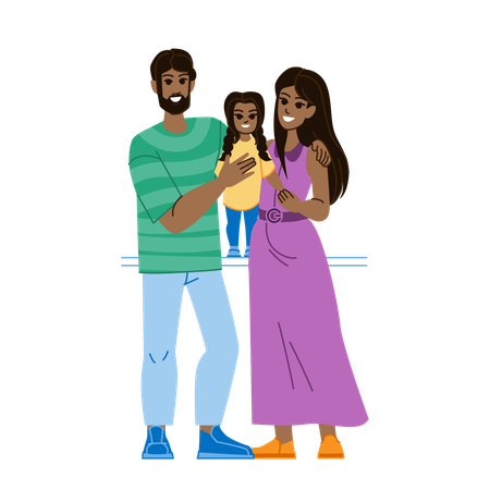 Happy parent and daughter  イラスト