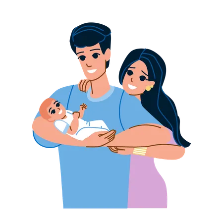 Happy parent with newborn baby  Illustration