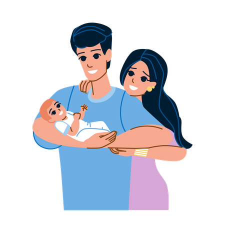 Happy parent with newborn baby  Illustration