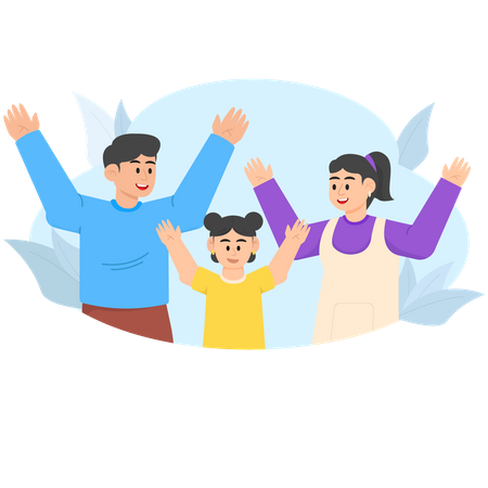 Happy Parents With Children  Illustration