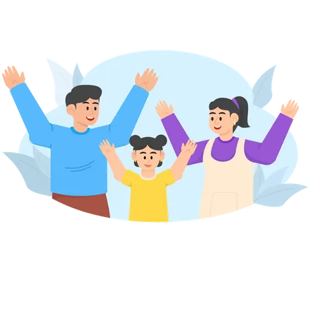 Happy Parents With Children  Illustration