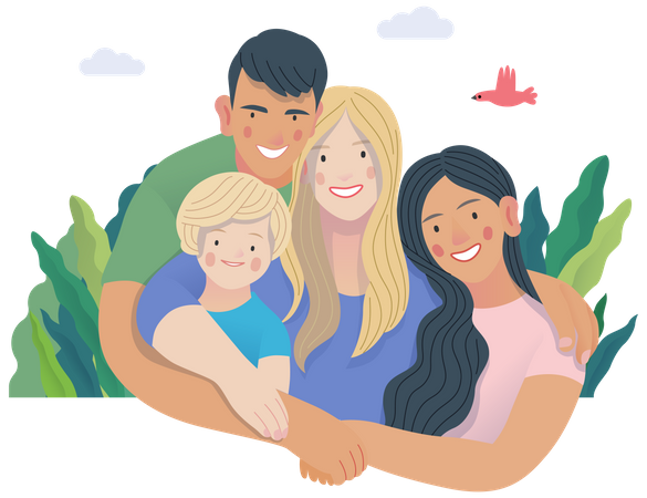 Happy Parents with Childs Illustration