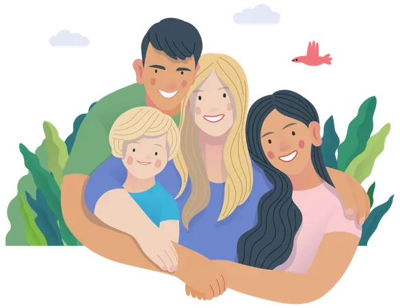 Happy Parents with Childs  Illustration