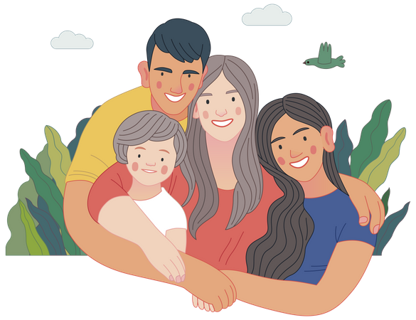 Happy Parents with Childs  Illustration