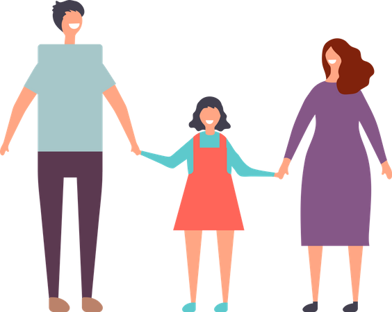 Happy parents with daughter Illustration