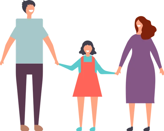 Happy parents with daughter  Illustration