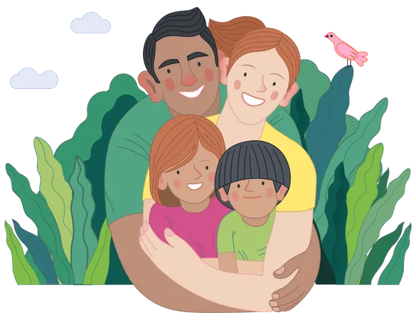 Happy Parents with kids  Illustration