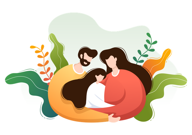 Happy Parents with their daughter Illustration