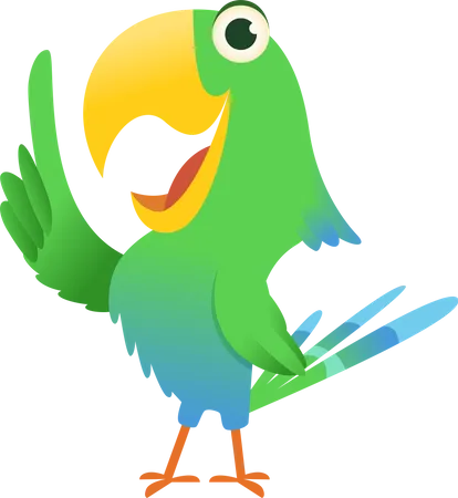 Cartoon Parrots Characters Cute Feathered Birds With Colored Wings 일러스트레이션