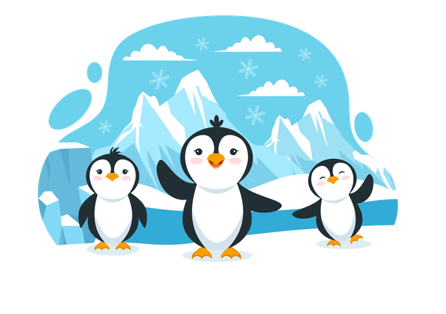 Happy penguins smiling and waving  Illustration