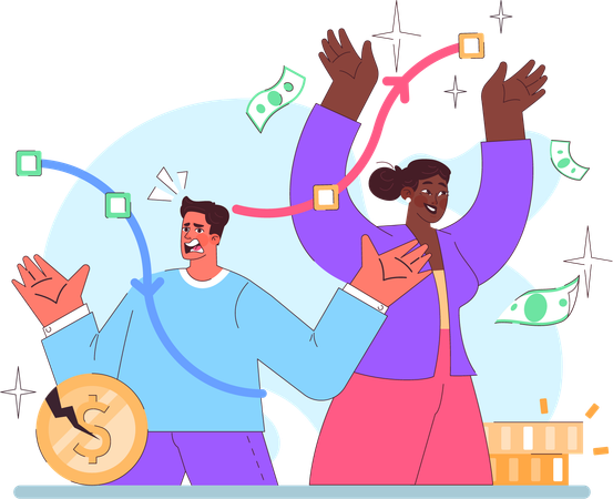 Happy people after getting profit  Illustration
