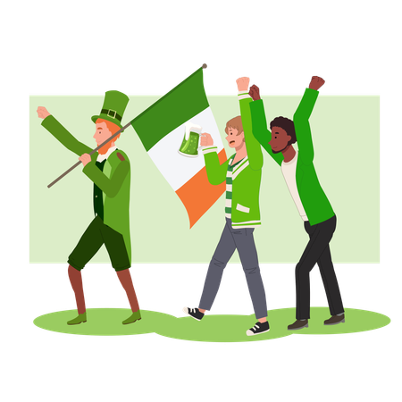 Happy People Celebrate St Patrick Day  Illustration