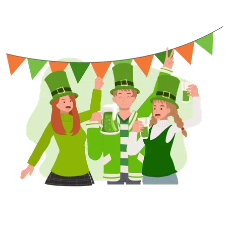 Happy People Celebrate St Patrick Day Irish Festival Of Joy And Tradition 일러스트레이션