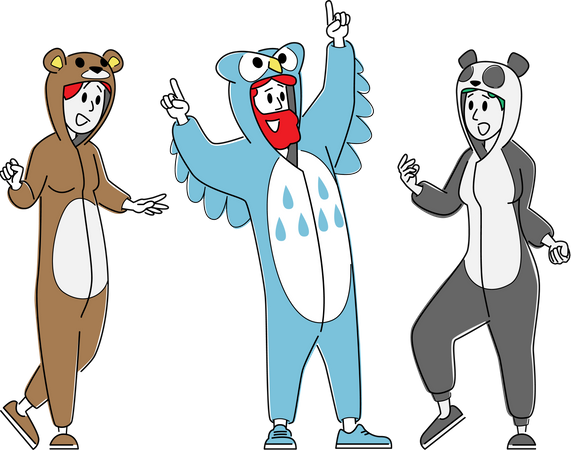 Happy People Costume Party  Illustration