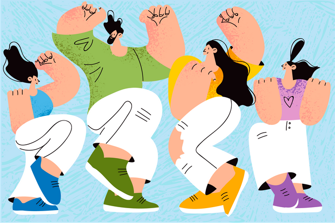 Happy people dancing  Illustration