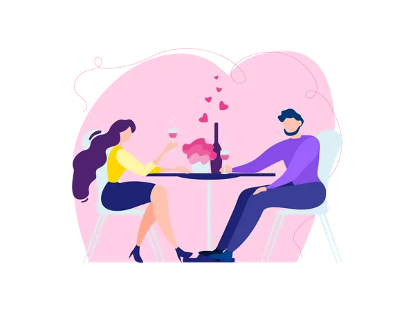 Happy People Dating Illustration
