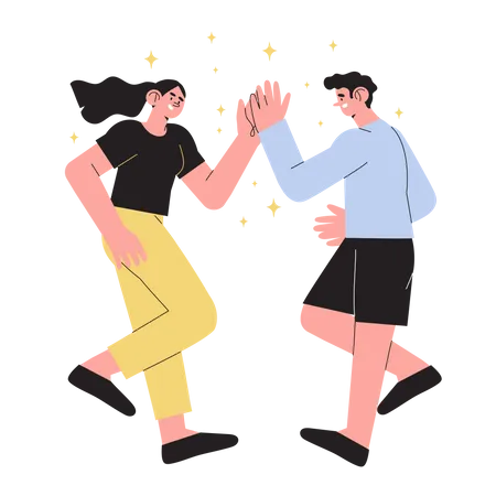 Happy people giving high five Illustration