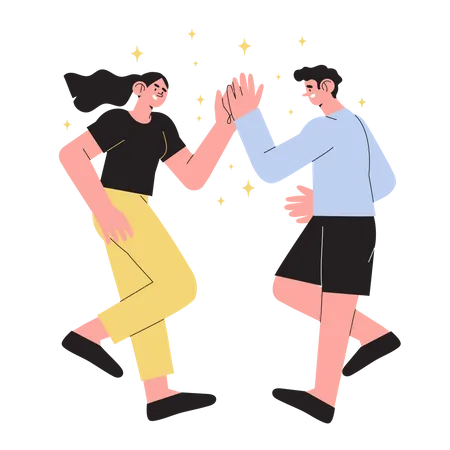 Happy people giving high five  Illustration