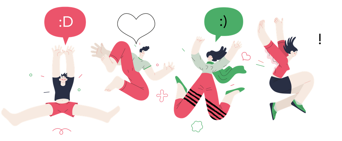 Happy people jumping and dancing  Illustration