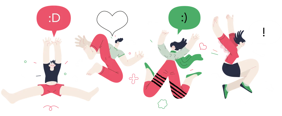 Happy people jumping and dancing  Illustration