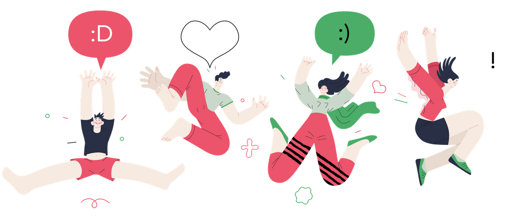 Happy people jumping and dancing  Illustration