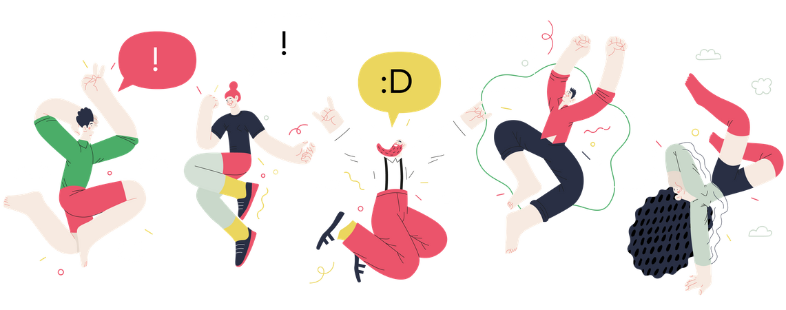 Happy people jumping in air  Illustration