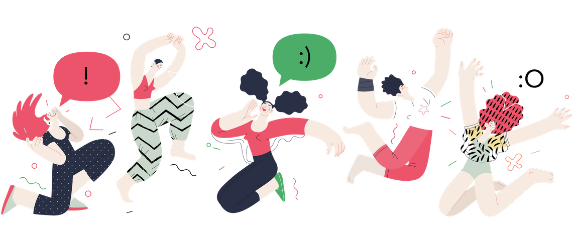 Happy people jumping in the air  Illustration