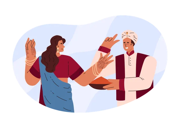 Happy people on Indian wedding  Illustration