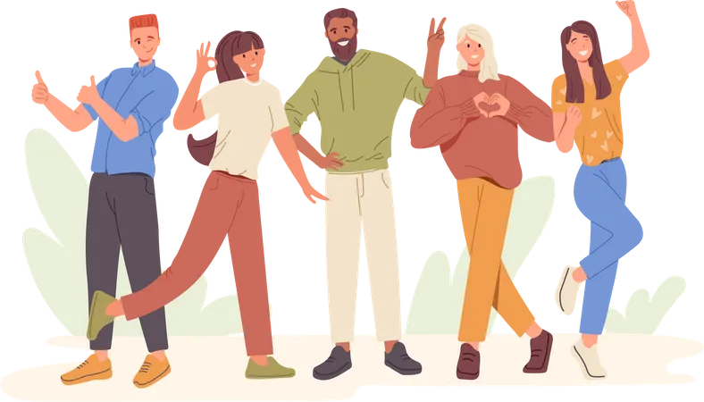 Happy people showing positive gesture Illustration